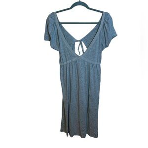 Lux Gray Jersey Knit Tie Back Babydoll Dress